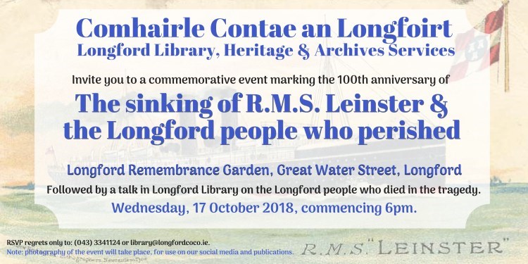 Invite to RMS Leinster centenary Invite to RMS Leinster centenary